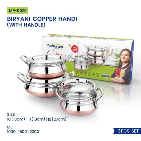 Biryani Copper Handi (With Handle) — image 1