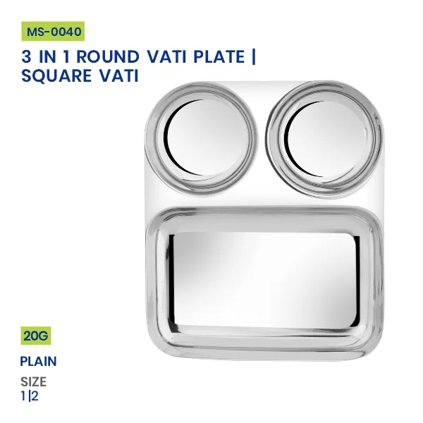 3 In 1 Round Vati Plate Square Vati